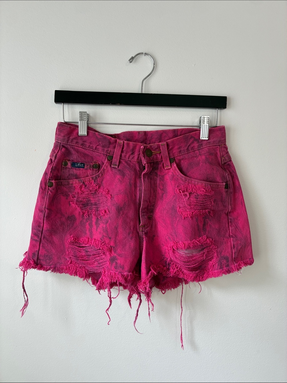Lee Hot Pink Distressed Denim Shorts